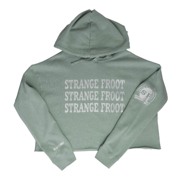 Triple Logo Crop Top Hoodie - Sage