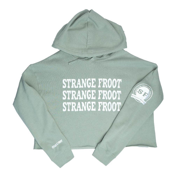 Triple Logo Crop Top Hoodie - Sage
