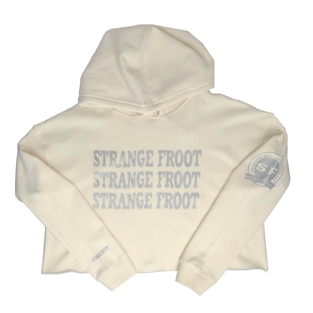 Triple Logo Crop Top Hoodie - Bone