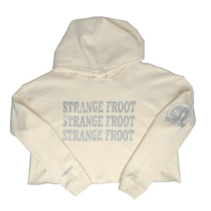 Triple Logo Crop Top Hoodie - Bone